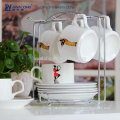 6pcs Unique Design Plain Picture Fine Ceramic Indonesia Tea Set, Bone China Coffee Set Wholesale